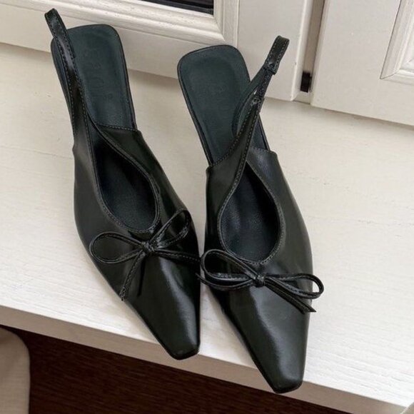 None Shoes - Annie Slingback Heels in Fall Green